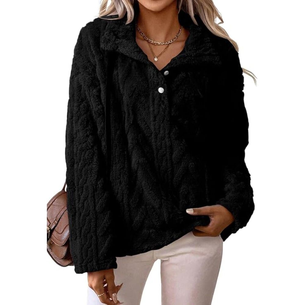 Brand New BLENCOT Black Sherpa Fleece Pullover Jacket